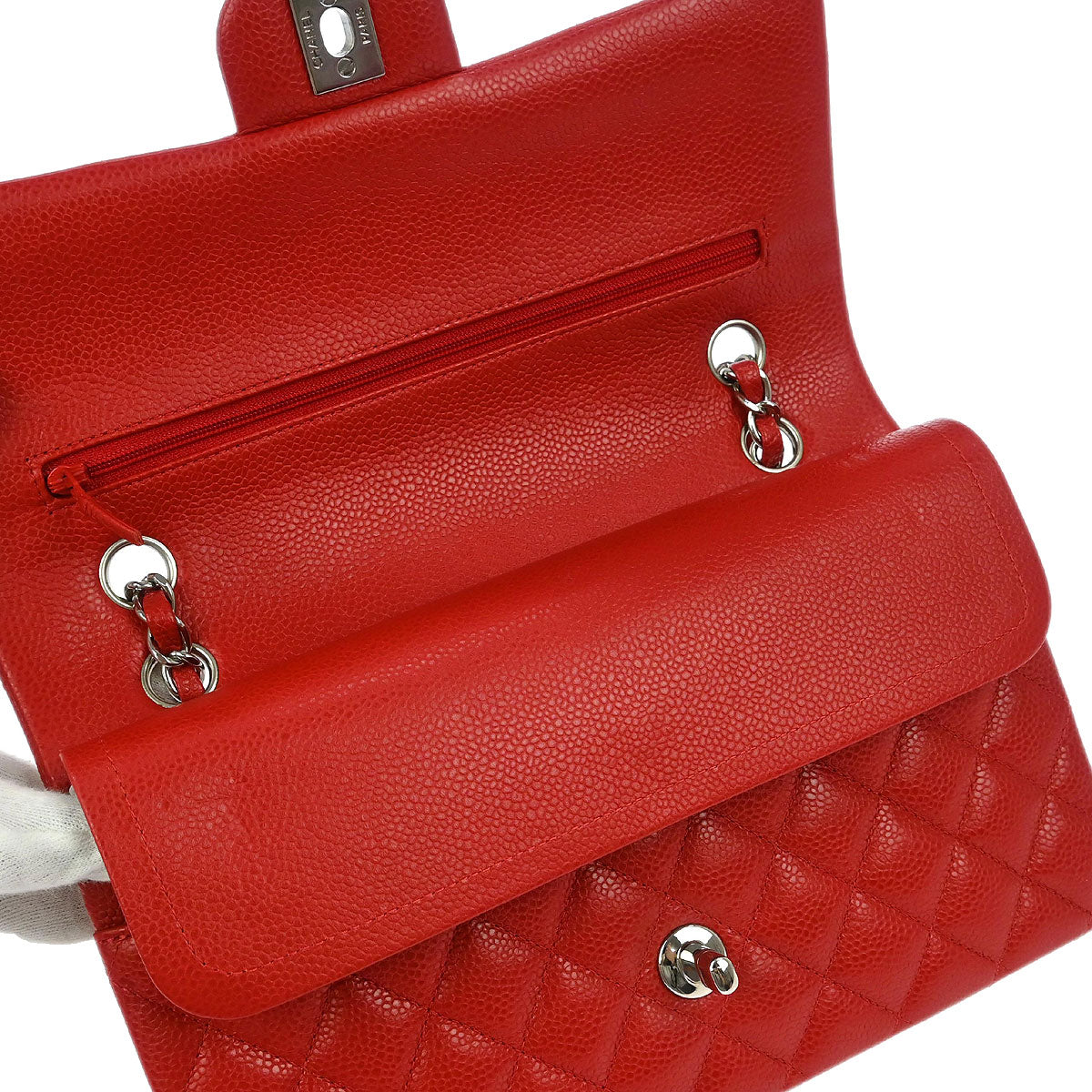 Chanel 2014 Red Calfskin Medium Classic Double Flap Shoulder Bag