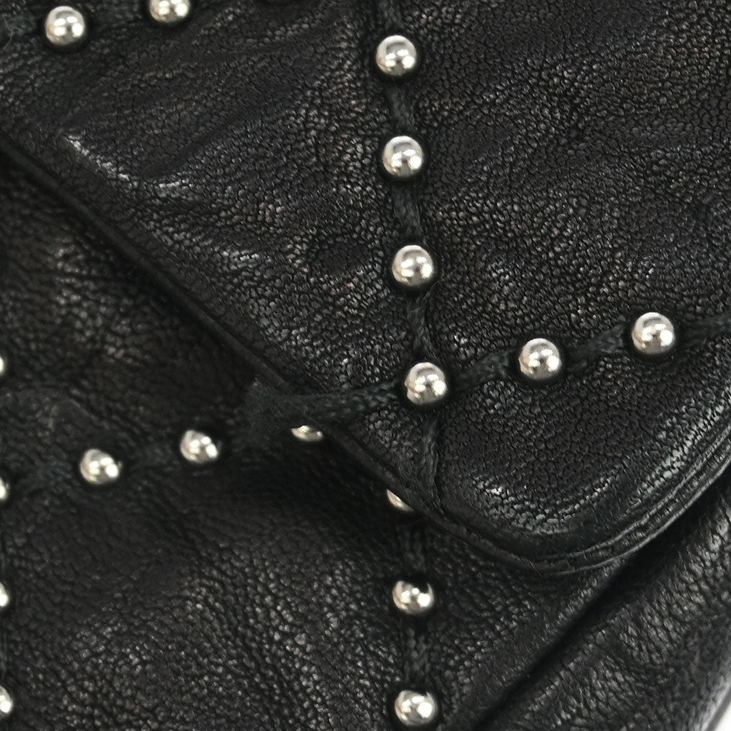 Chanel 2014 Black Calfskin Studded Single Flap Shoulder Bag