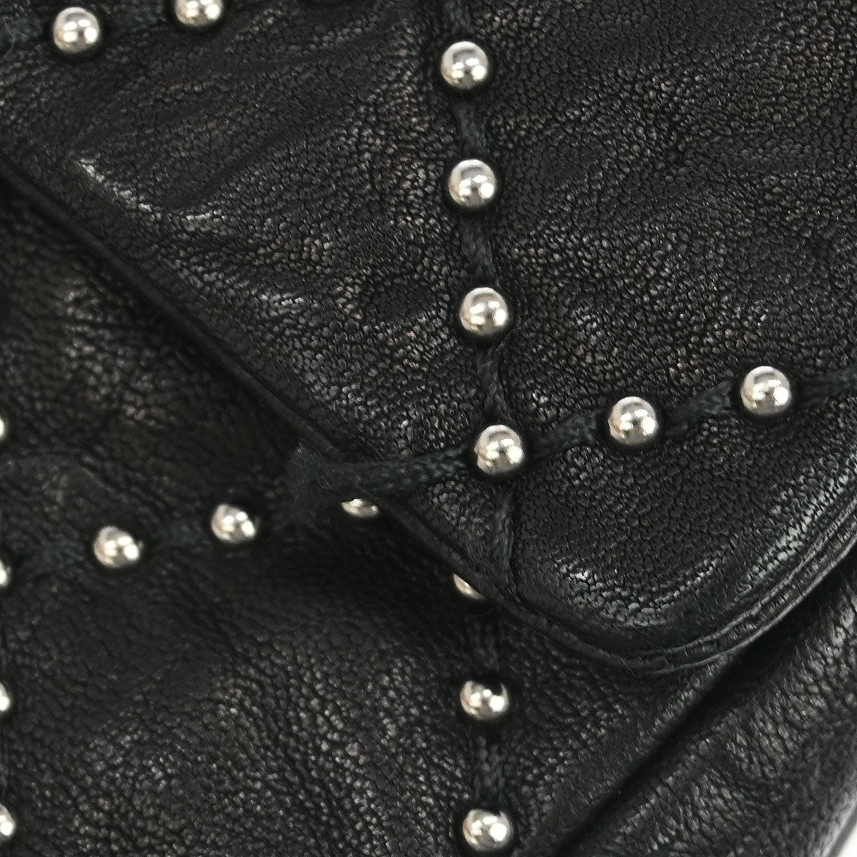 Chanel 2014 Black Calfskin Studded Single Flap Shoulder Bag