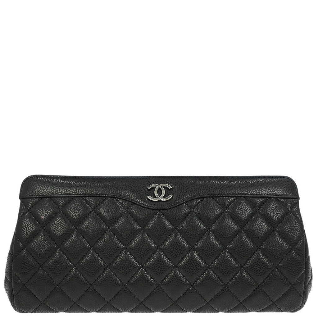 Chanel 2015-2016 Black Caviar CC Frame Clutch Bag