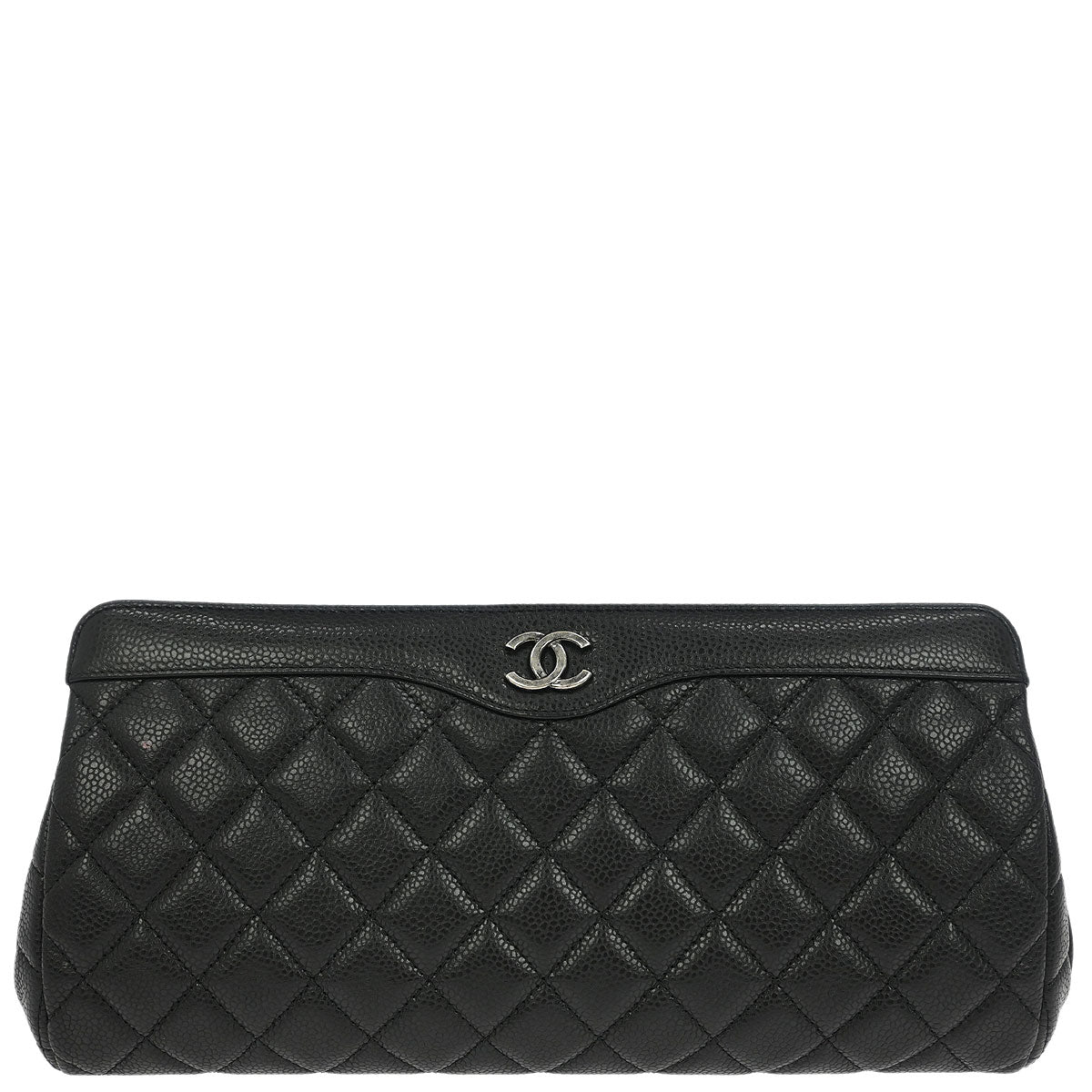 Chanel 2015-2016 Black Caviar CC Frame Clutch Bag