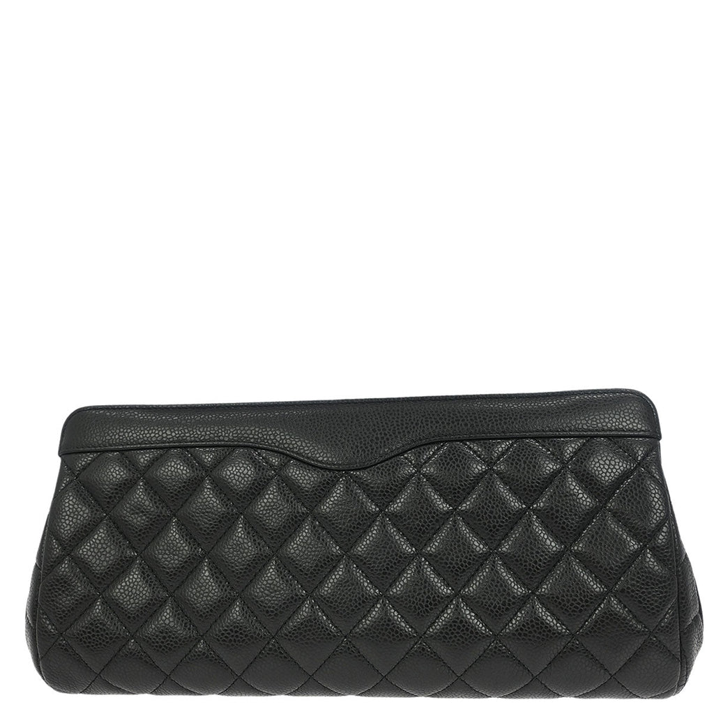 Chanel 2015-2016 Black Caviar CC Frame Clutch Bag