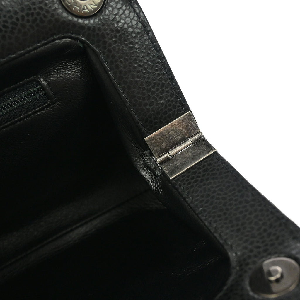 Chanel 2015-2016 Black Caviar CC Frame Clutch Bag