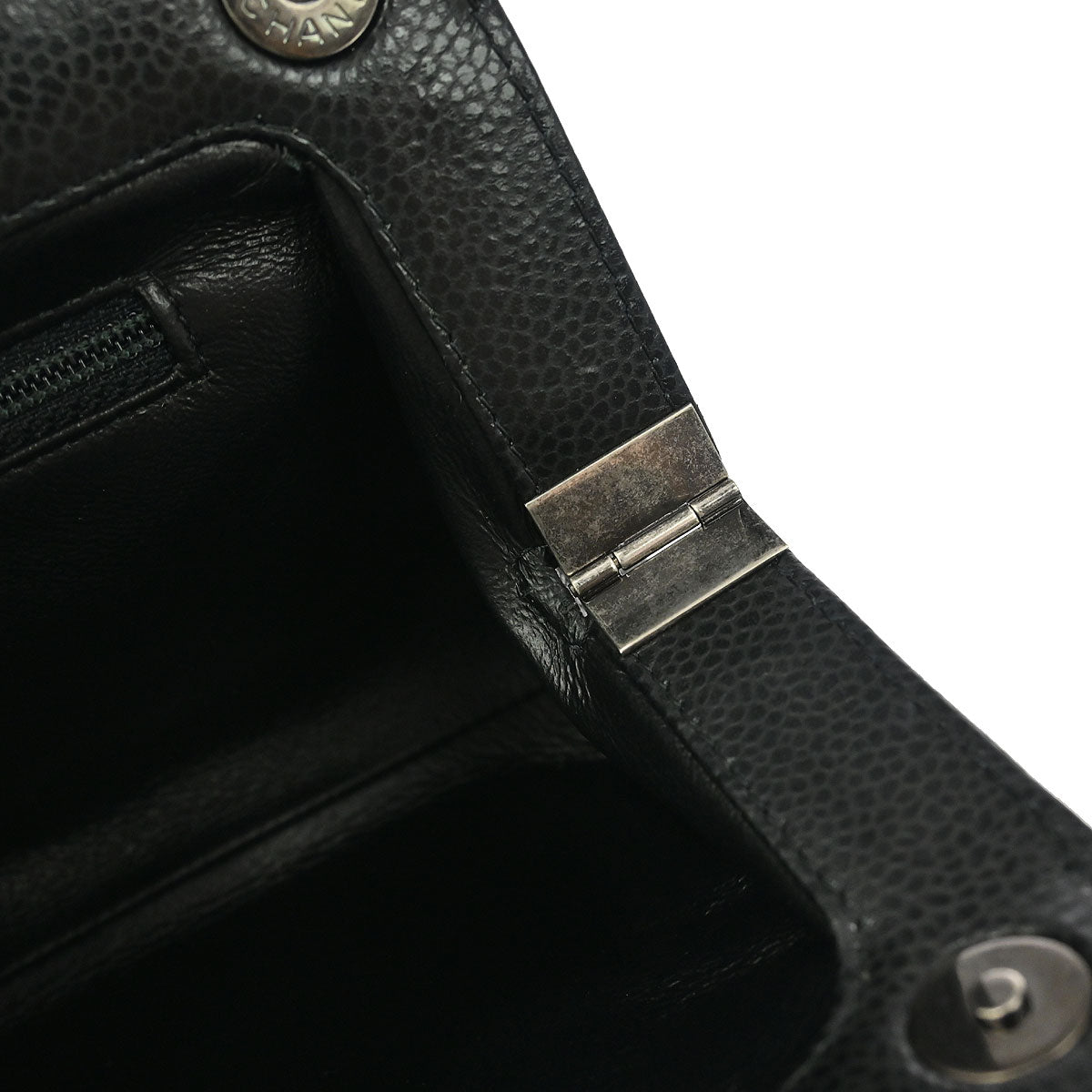 Chanel 2015-2016 Black Caviar CC Frame Clutch Bag