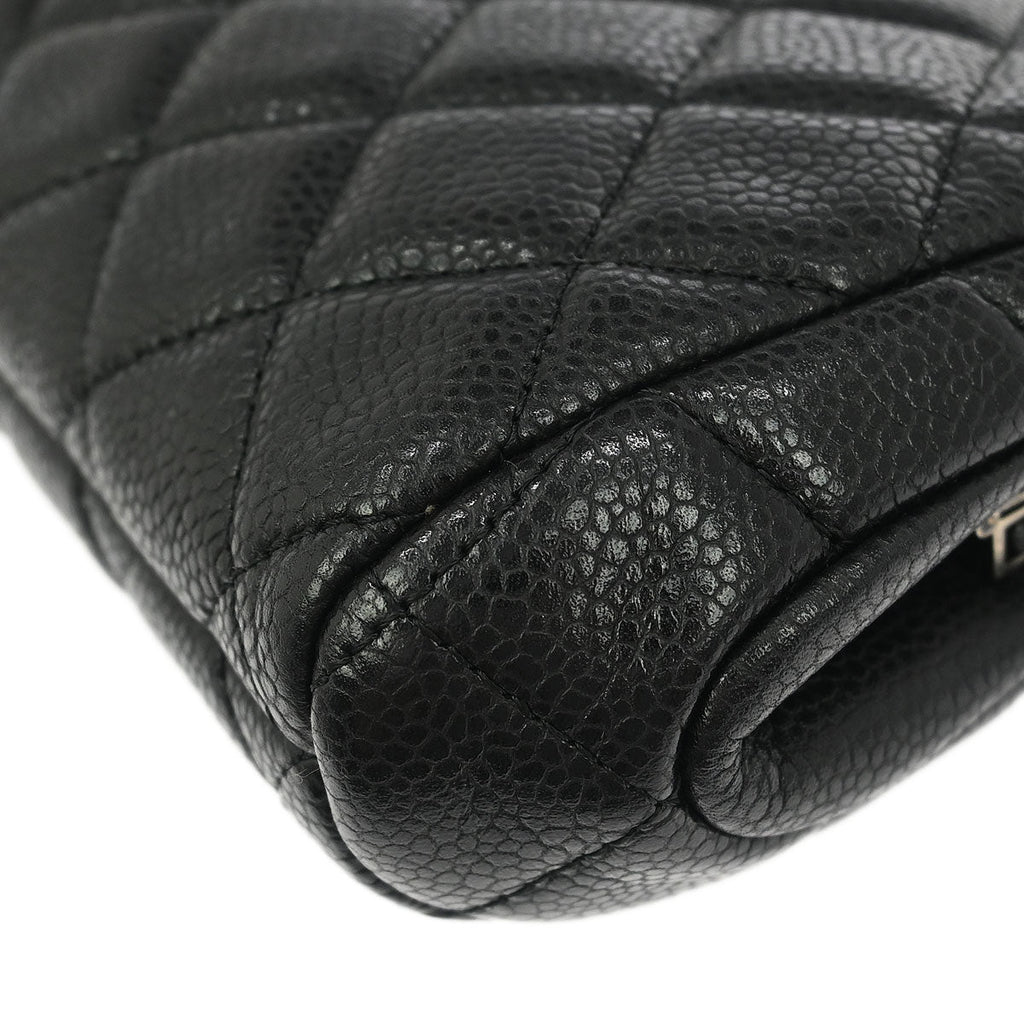 Chanel 2015-2016 Black Caviar CC Frame Clutch Bag