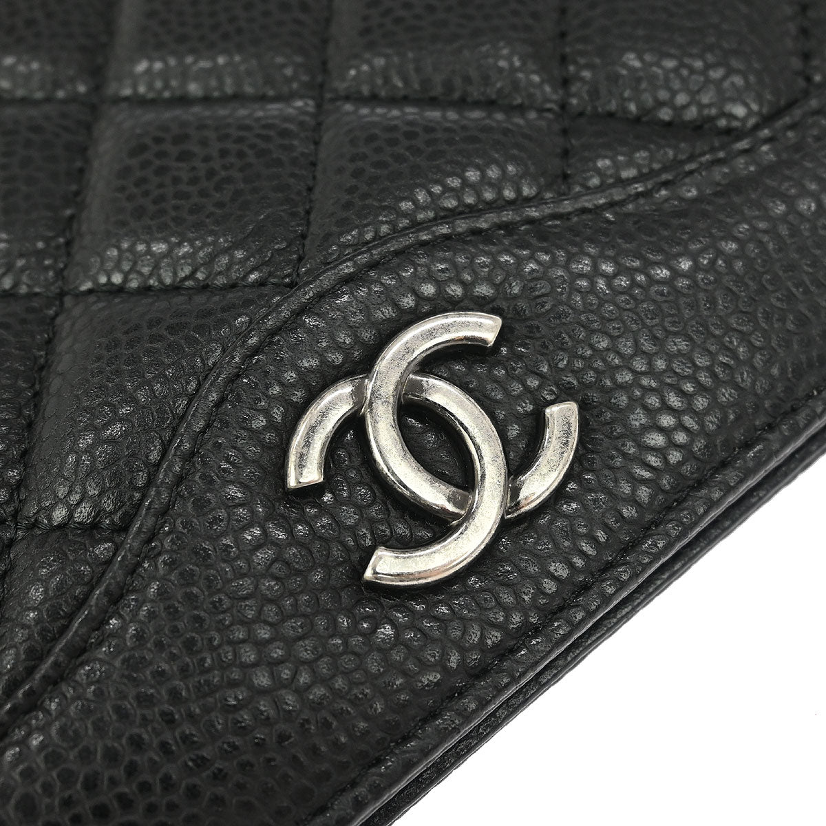 Chanel 2015-2016 Black Caviar CC Frame Clutch Bag