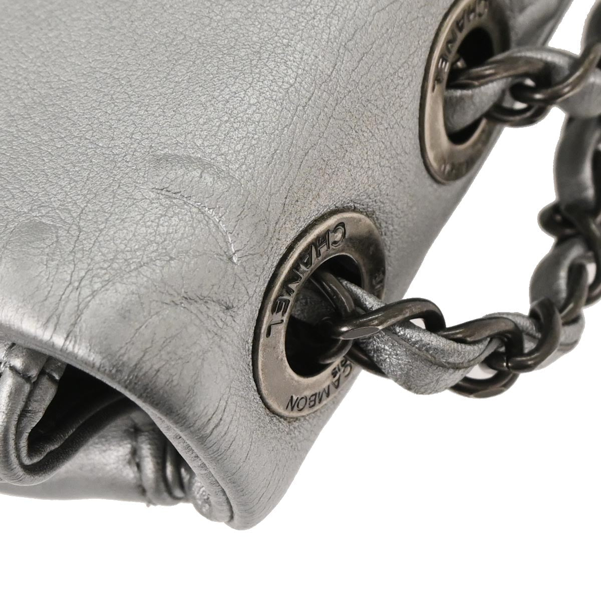 Chanel 2014 Silver Calfskin Icon Shoulder Bag