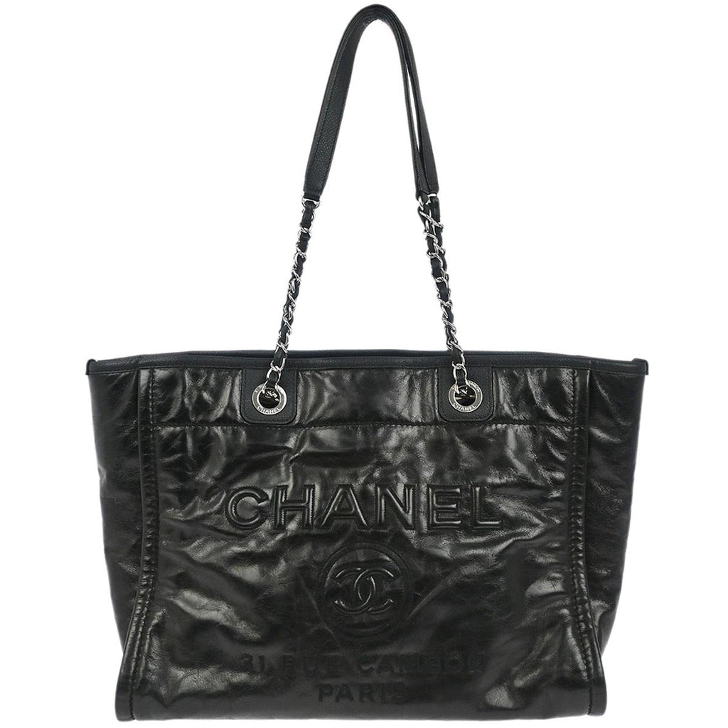 Chanel 2016-2017 Black Calfskin Small Deauville Tote Bag