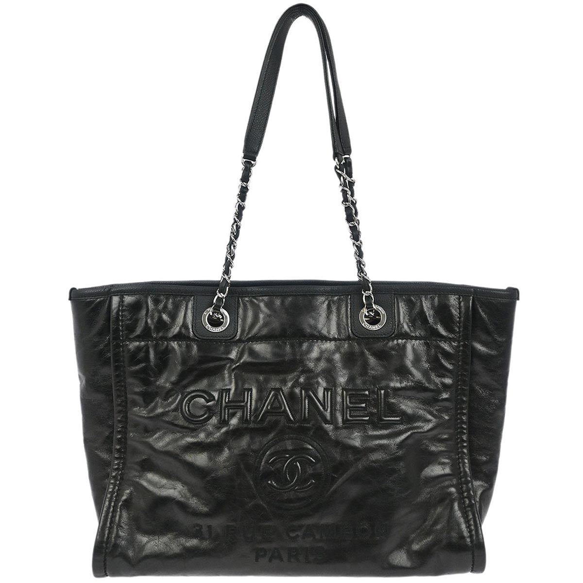 Chanel 2016-2017 Black Calfskin Small Deauville Tote Bag