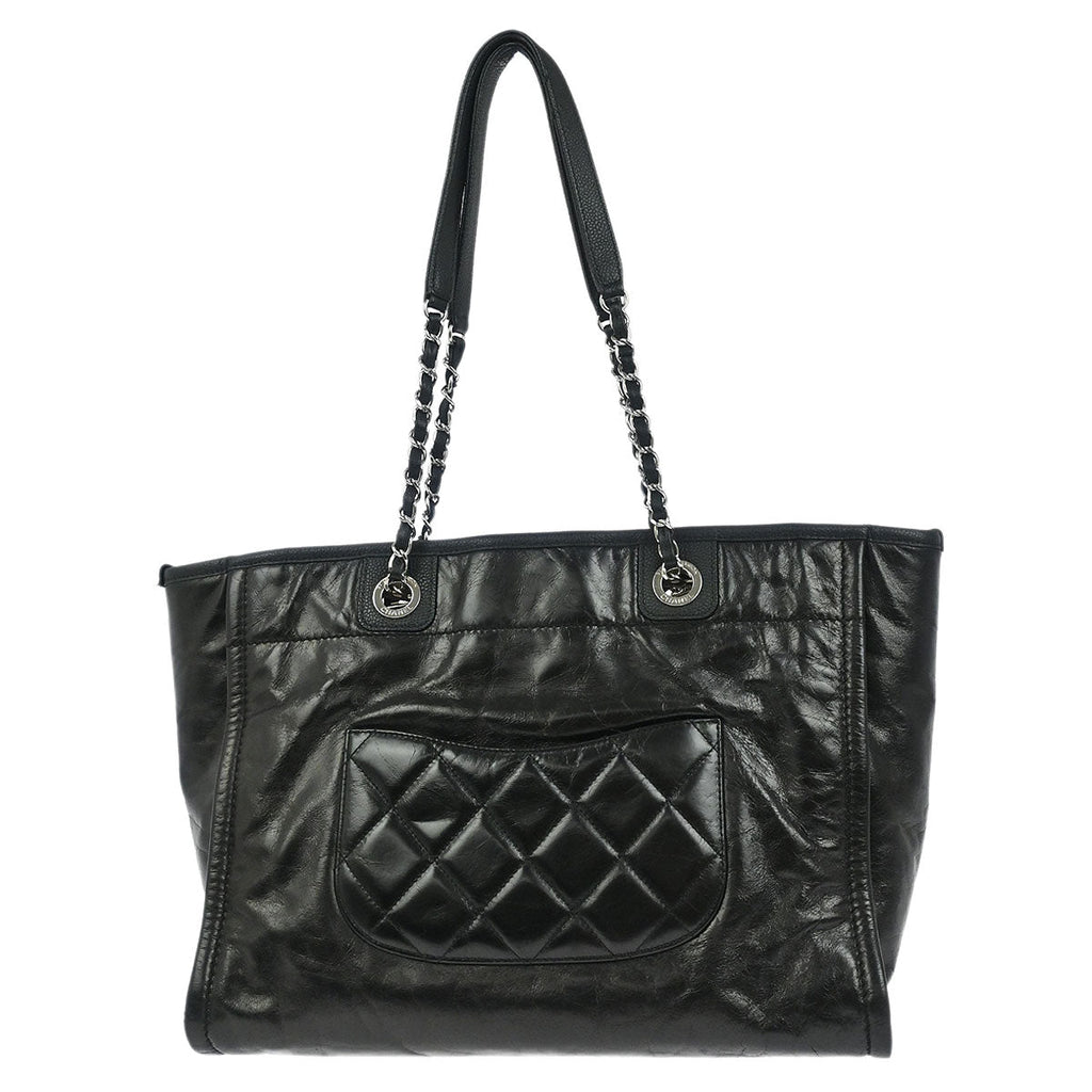Chanel 2016-2017 Black Calfskin Small Deauville Tote Bag