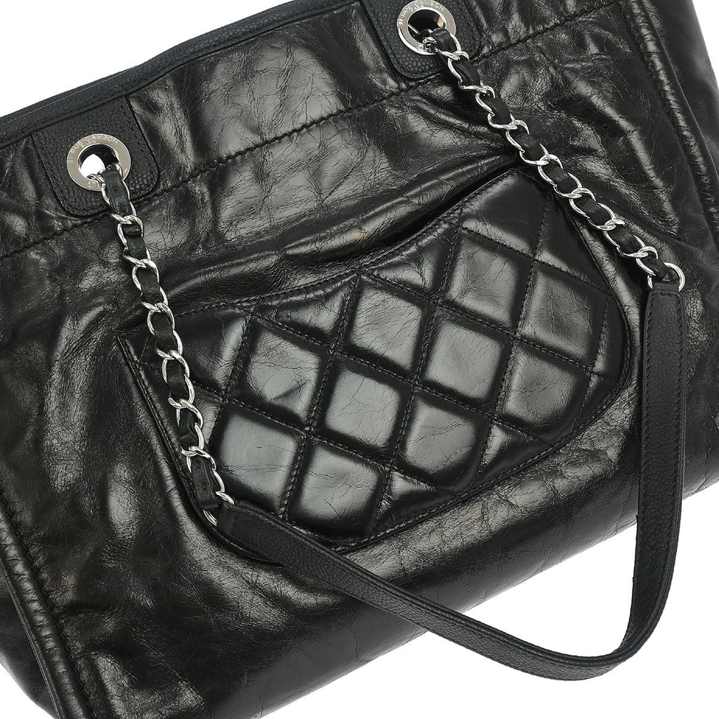 Chanel 2016-2017 Black Calfskin Small Deauville Tote Bag