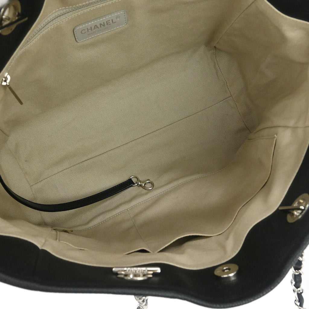 Chanel 2016-2017 Black Calfskin Small Deauville Tote Bag