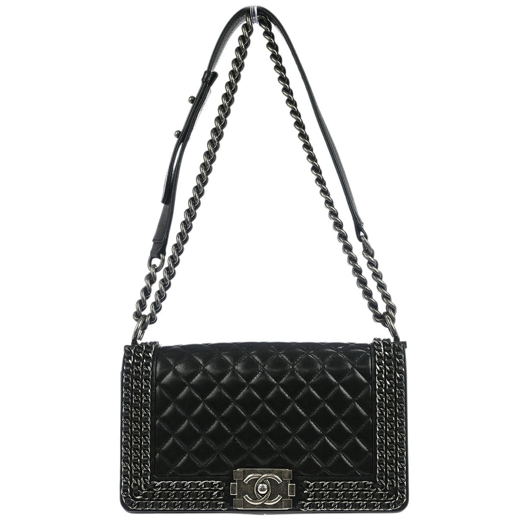 Boy Chanel 2014-2015 Black Lambskin Medium Shoulder Bag