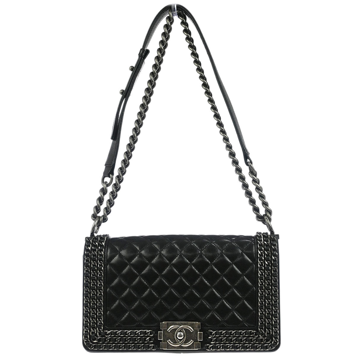 Boy Chanel 2014-2015 Black Lambskin Medium Shoulder Bag