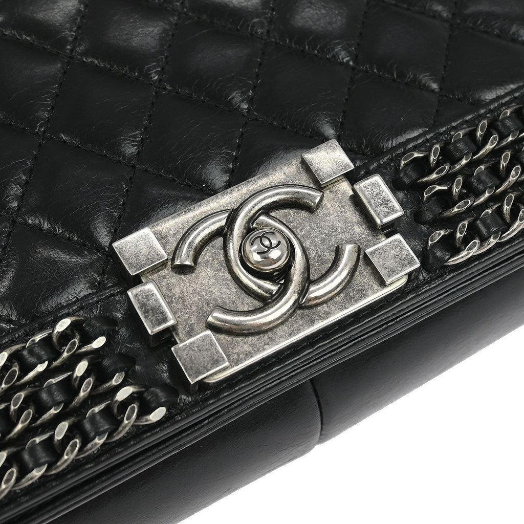 Boy Chanel 2014-2015 Black Lambskin Medium Shoulder Bag