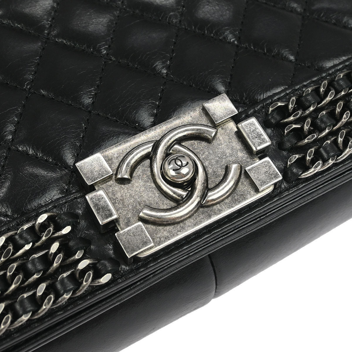 Boy Chanel 2014-2015 Black Lambskin Medium Shoulder Bag