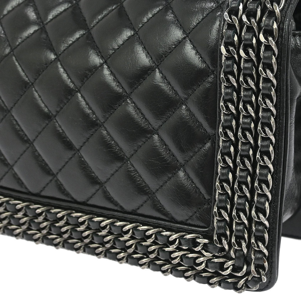 Boy Chanel 2014-2015 Black Lambskin Medium Shoulder Bag