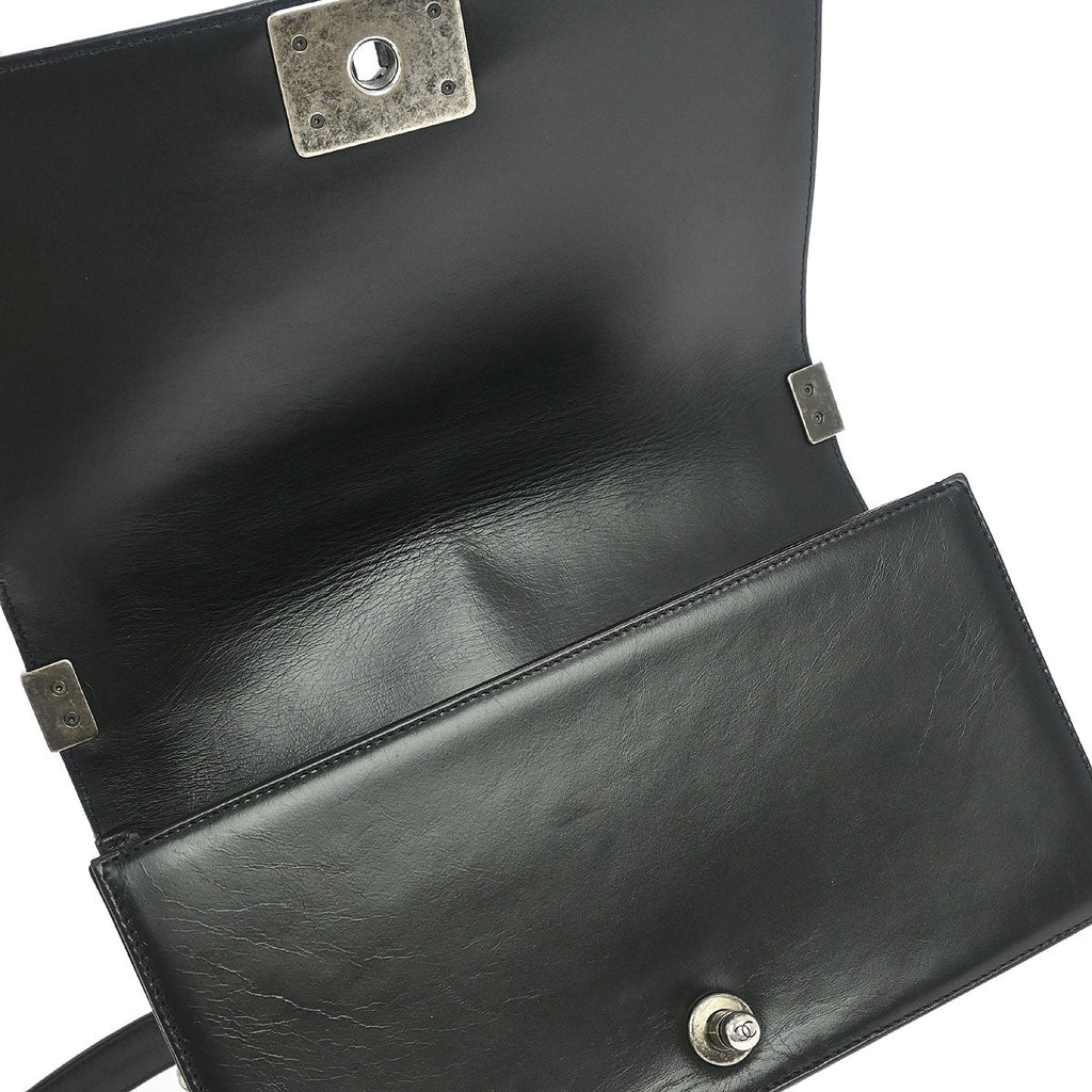Boy Chanel 2014-2015 Black Lambskin Medium Shoulder Bag