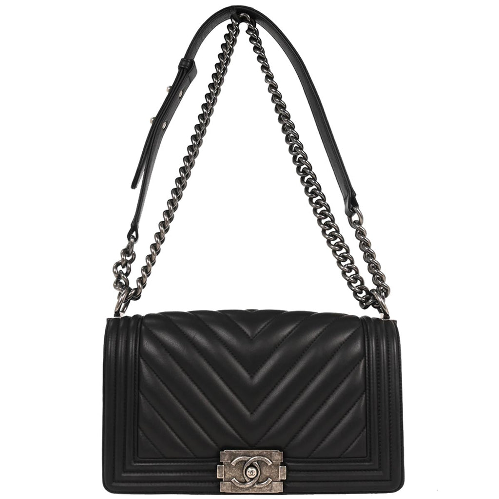 Boy Chanel 2016-2017 Black Lambskin Medium Shoulder Bag