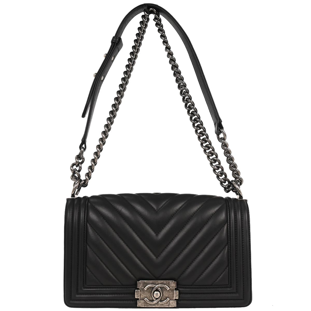 Boy Chanel 2016-2017 Black Lambskin Medium Shoulder Bag