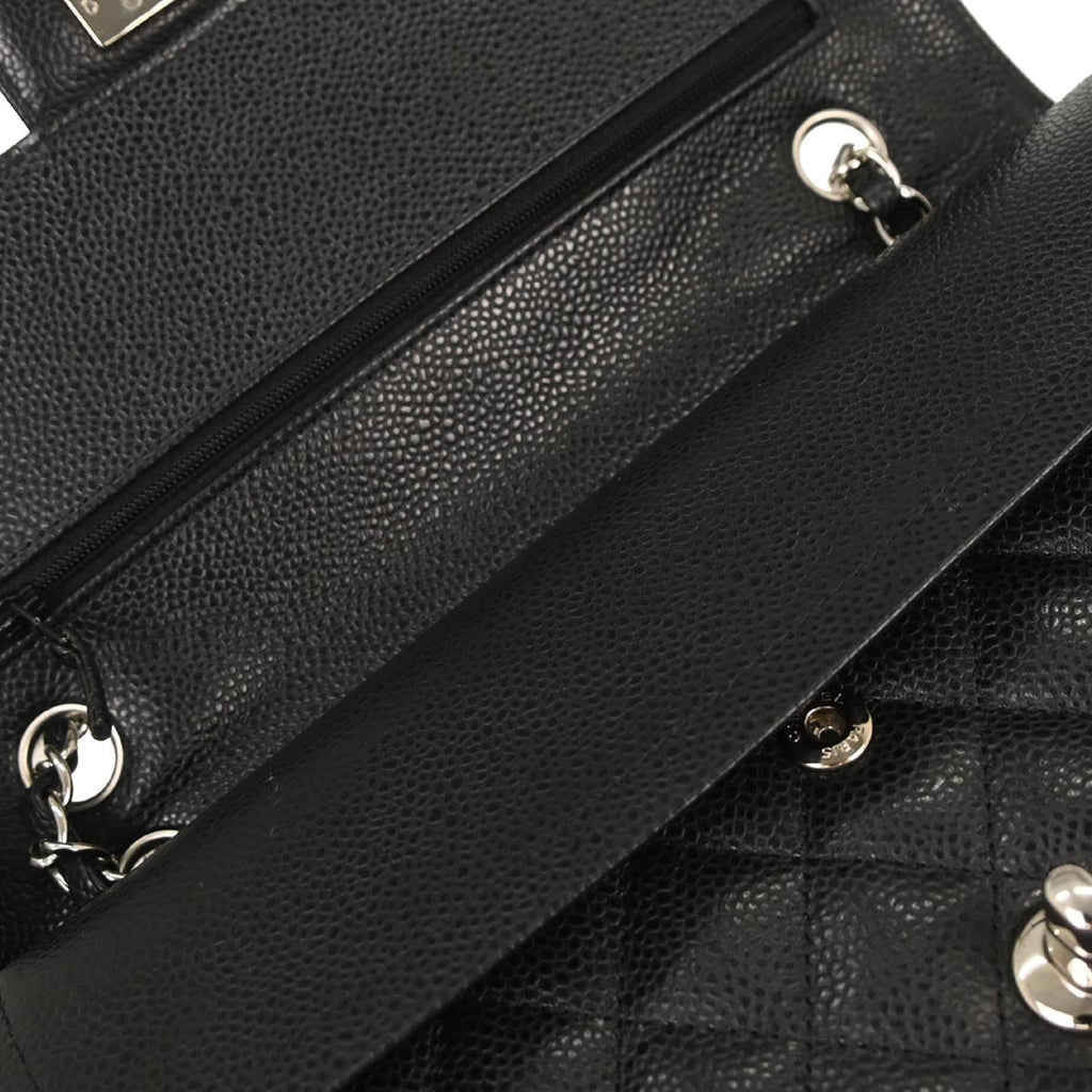 Chanel 2012 Black Caviar Medium Classic Double Flap Shoulder Bag