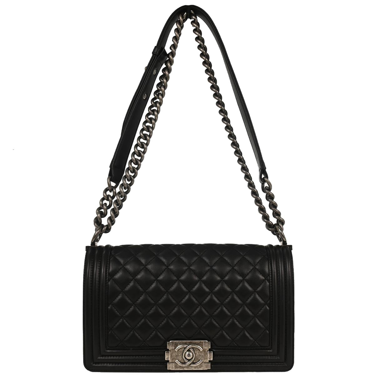 Boy Chanel 2016-2017 Black Lambskin Medium Shoulder Bag