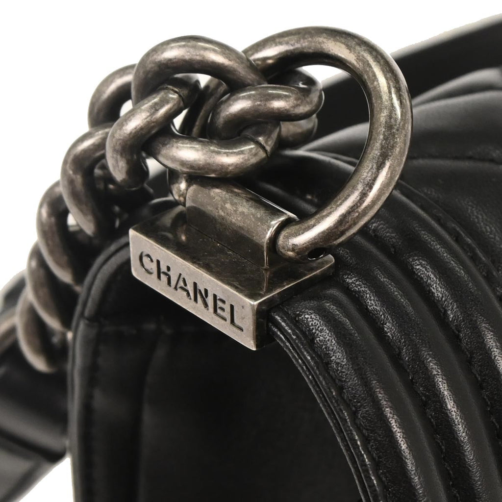 Boy Chanel 2016-2017 Black Lambskin Medium Shoulder Bag