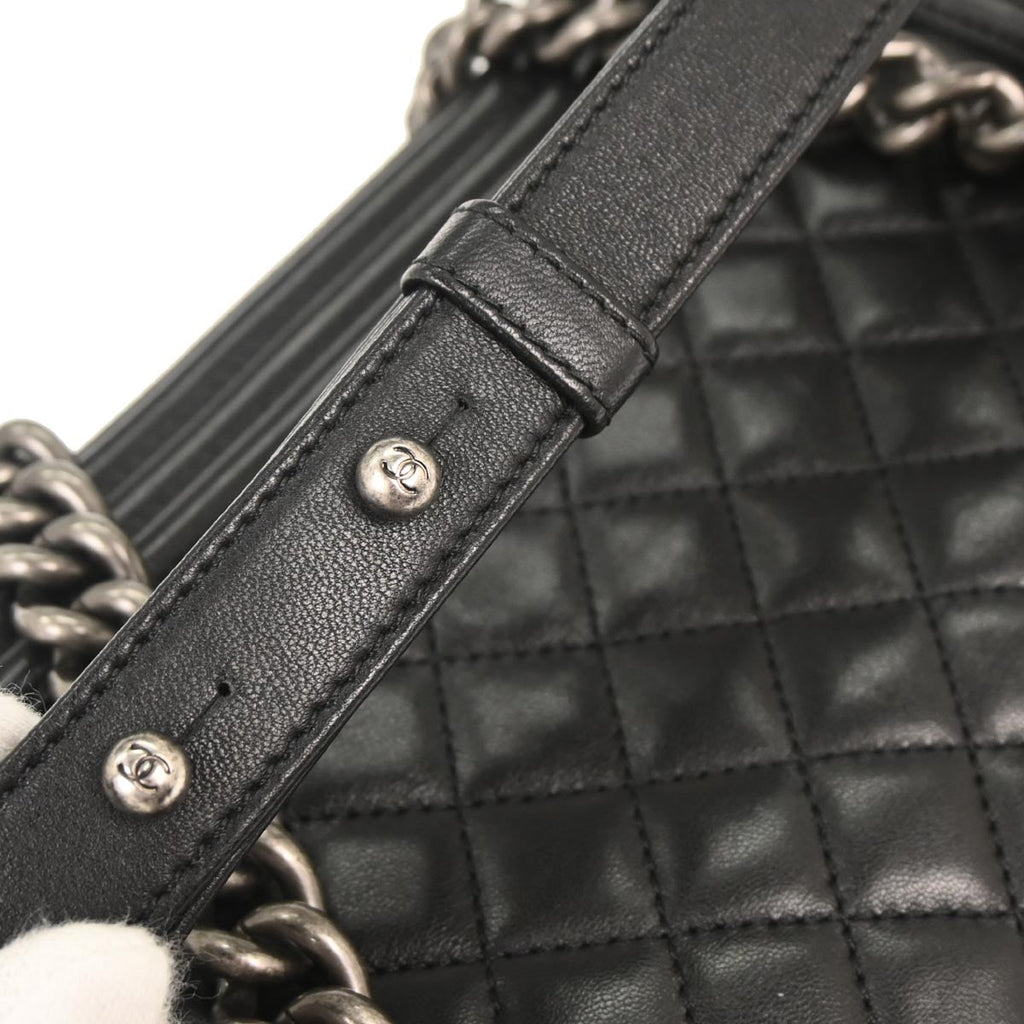 Boy Chanel 2016-2017 Black Lambskin Medium Shoulder Bag
