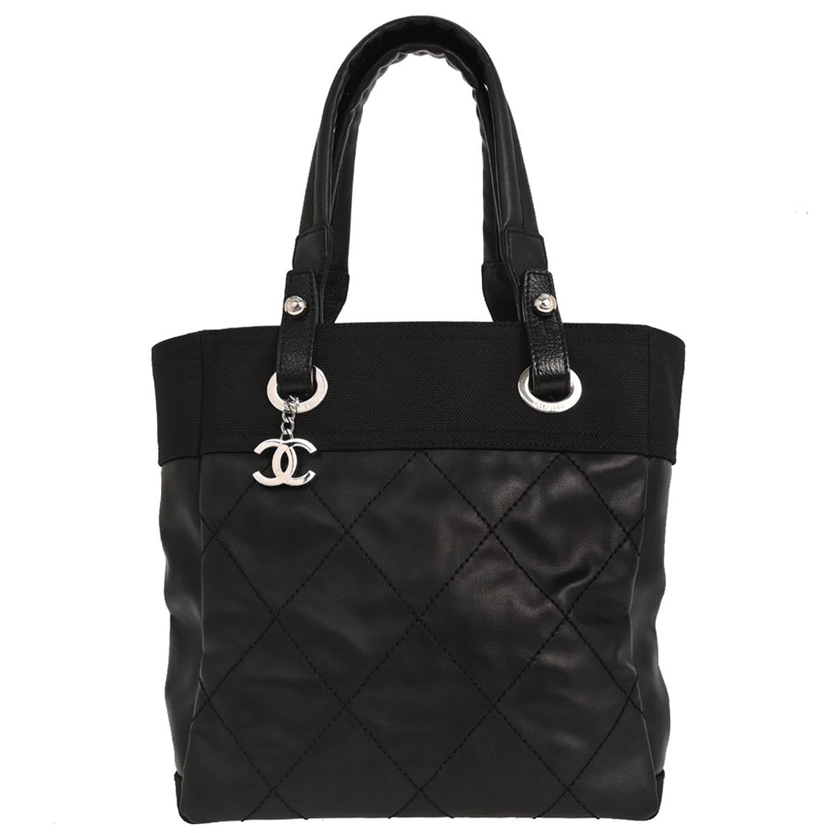 Chanel 2012-2013 Black Canvas Paris-Biarritz Tote PM Handbag