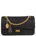 Chanel 2018-2019 Black Calfskin 2.55 Medium Classic Double Flap Shoulder Bag