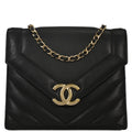 Chanel 2019 Black Calfskin Chevron Shoulder Bag
