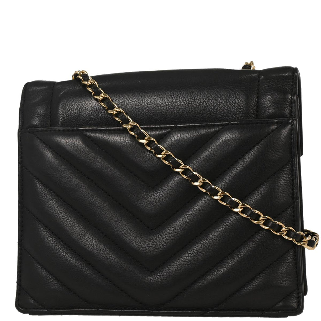 Chanel 2019 Black Calfskin Chevron Shoulder Bag