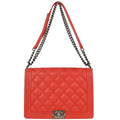 Boy Chanel 2013-2014 Red Calfskin Wild Stitch Large Shoulder Bag
