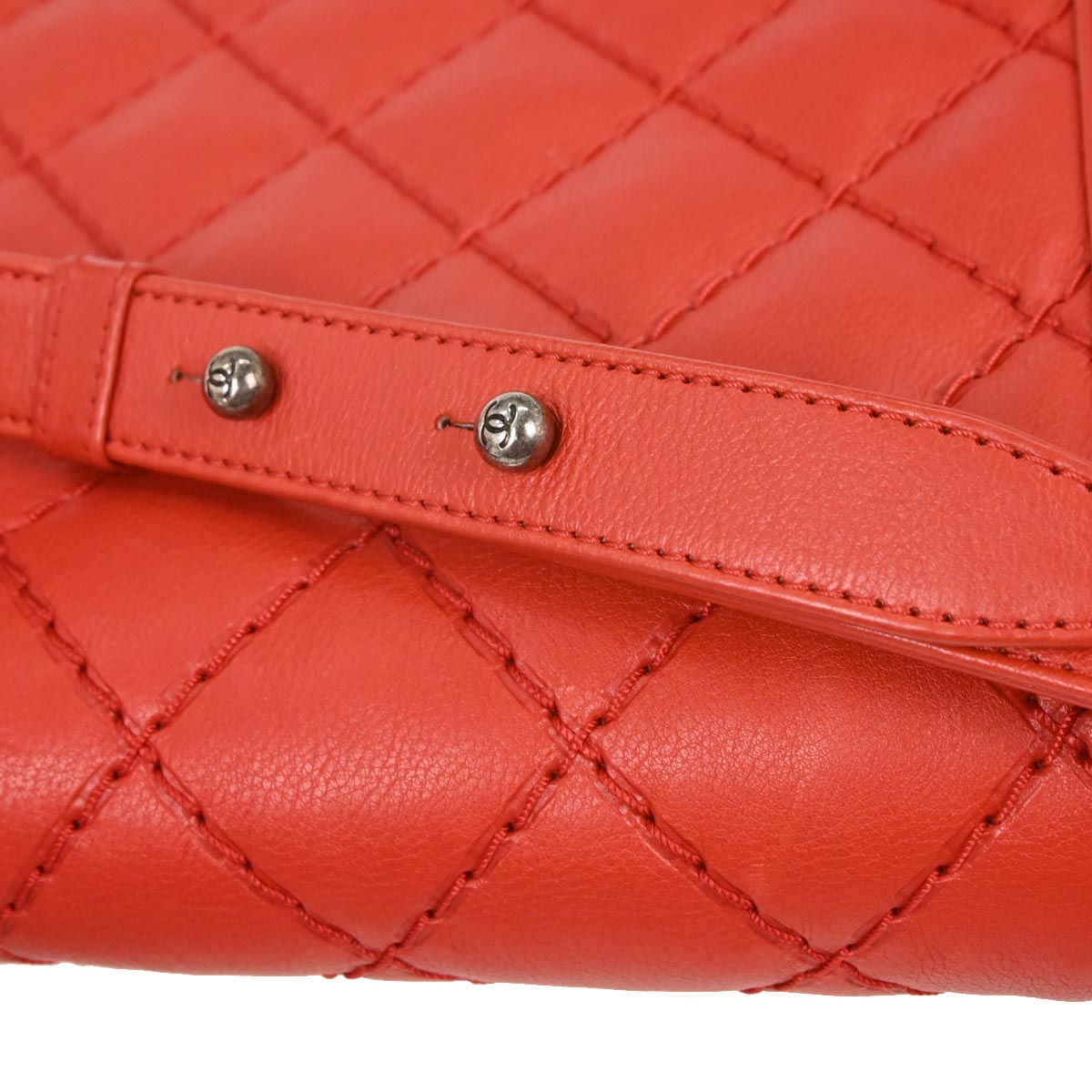Boy Chanel 2013-2014 Red Calfskin Wild Stitch Large Shoulder Bag