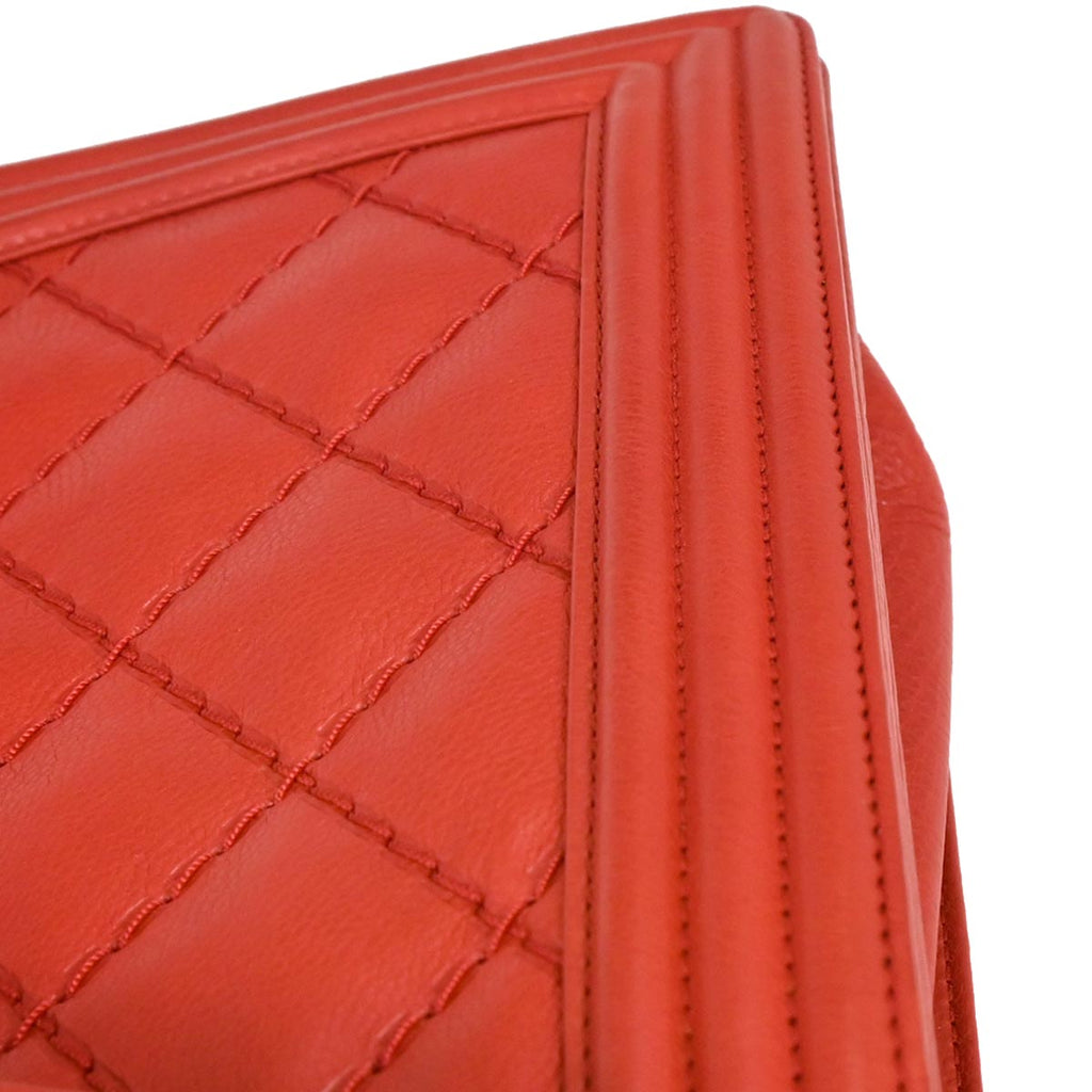 Boy Chanel 2013-2014 Red Calfskin Wild Stitch Large Shoulder Bag
