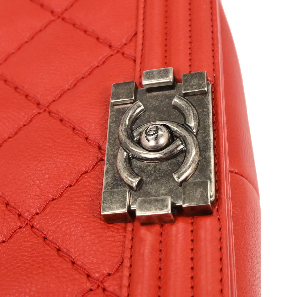 Boy Chanel 2013-2014 Red Calfskin Wild Stitch Large Shoulder Bag