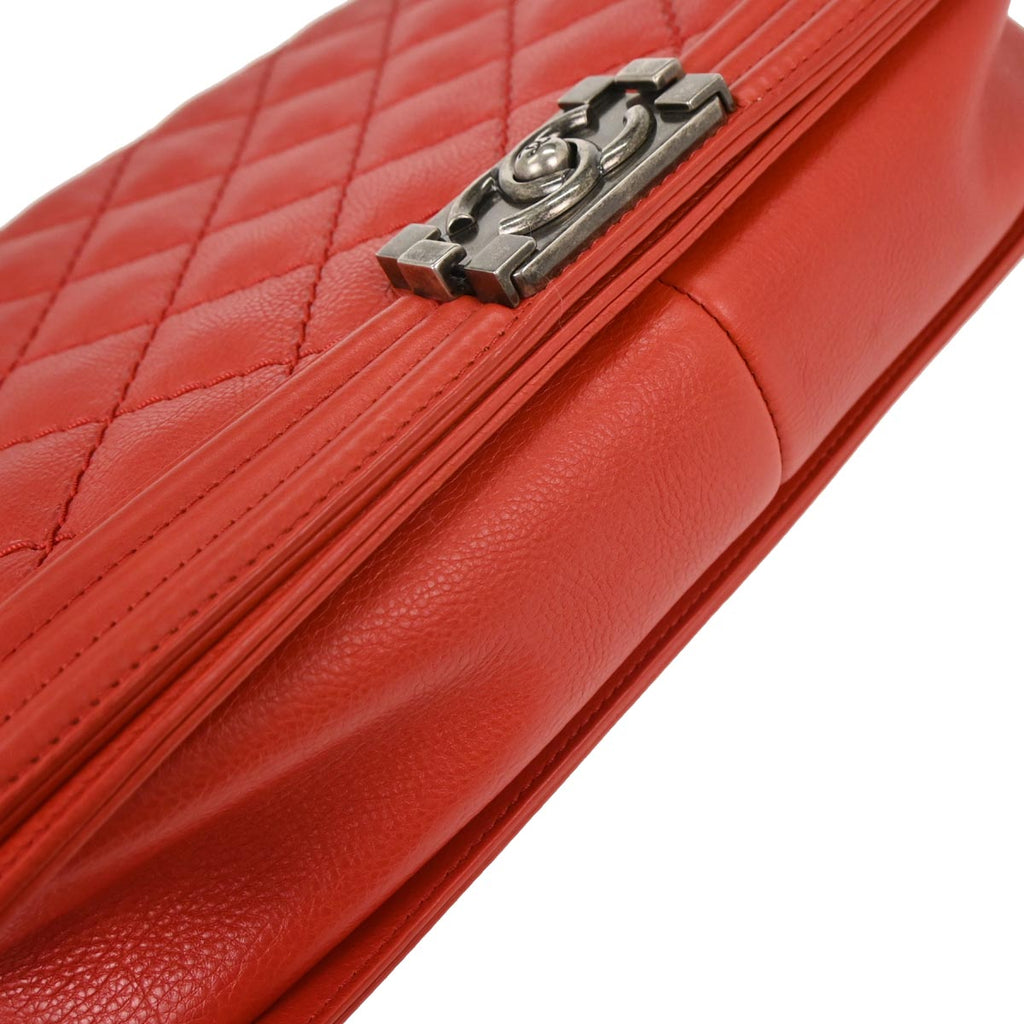 Boy Chanel 2013-2014 Red Calfskin Wild Stitch Large Shoulder Bag
