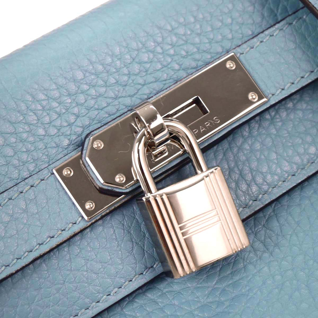 Hermes Blue Saint Cyr Taurillon Clemence Kelly 28 Retourne Handbag