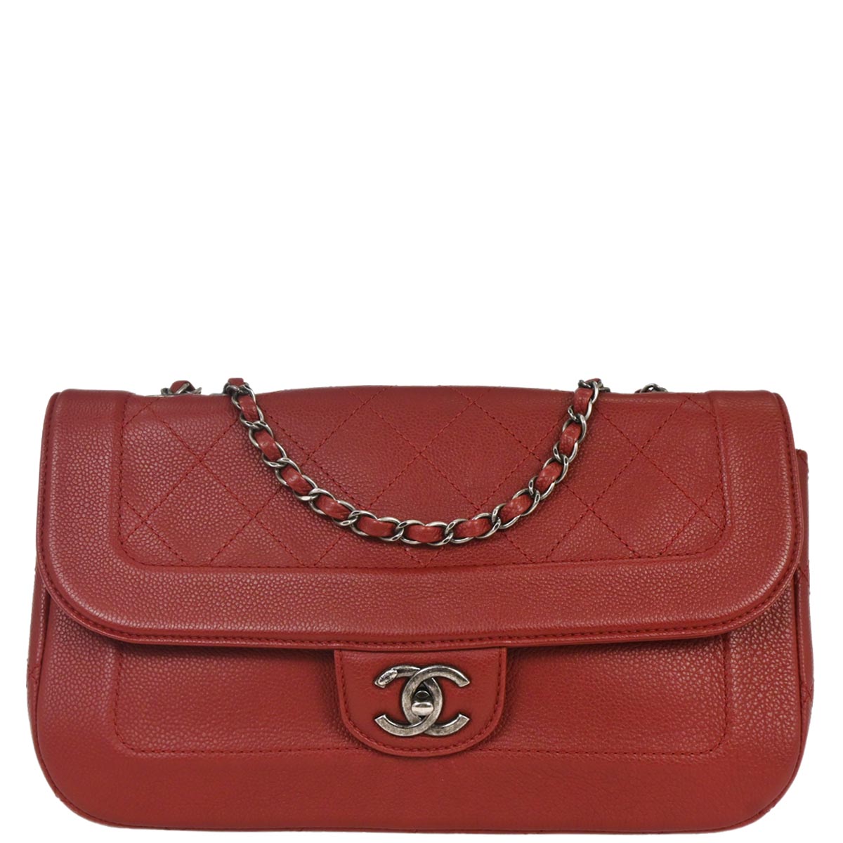 Chanel 2014-2015 Red Caviar Shoulder Bag