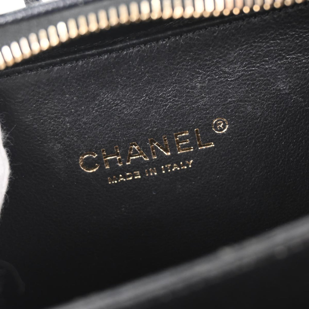 Chanel 2018 Black Caviar Filigree 2way Shoulder Vanity Handbag
