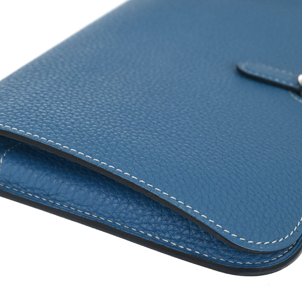 Hermes Blue Jean Green Togo Dogon GM Wallet
