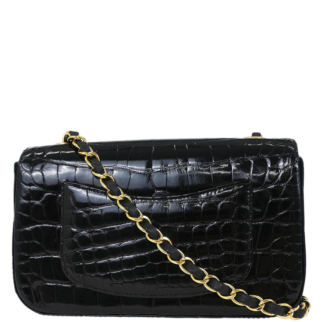 Chanel * 2017-2018 Black Crocodile Single Flap Shoulder Bag