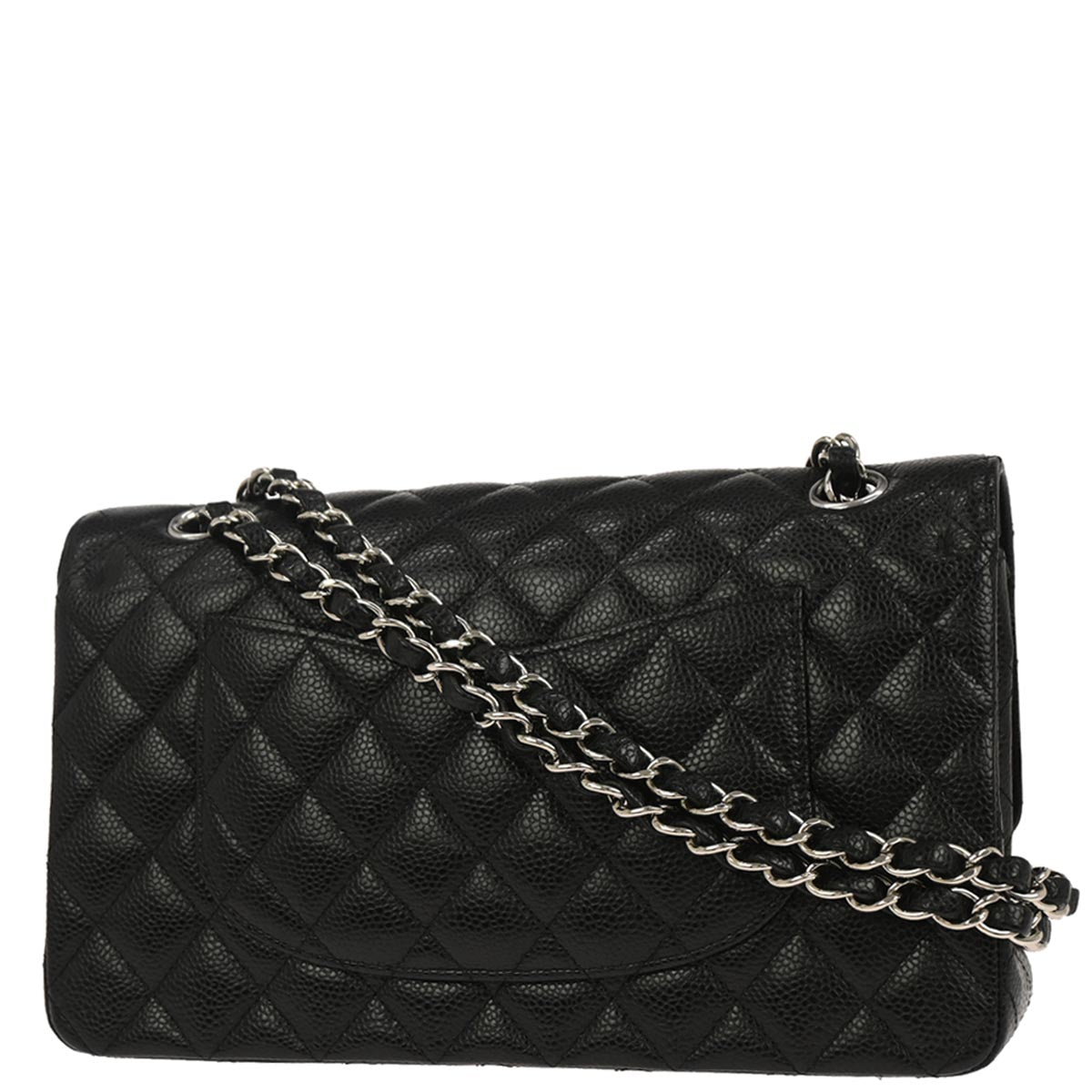 Chanel 2017-2018 Black Caviar Skin Medium Classic Double Flap Shoulder Bag