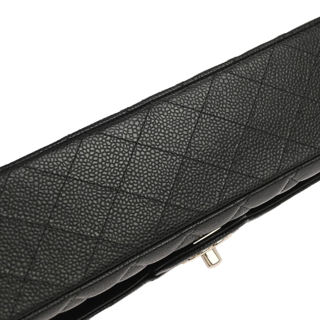 Chanel 2017-2018 Black Caviar Skin Medium Classic Double Flap Shoulder Bag