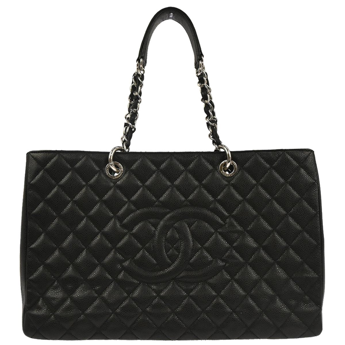 Chanel 2012-2013 Black Caviar Grand Shopping Tote GST XL Chain Handbag