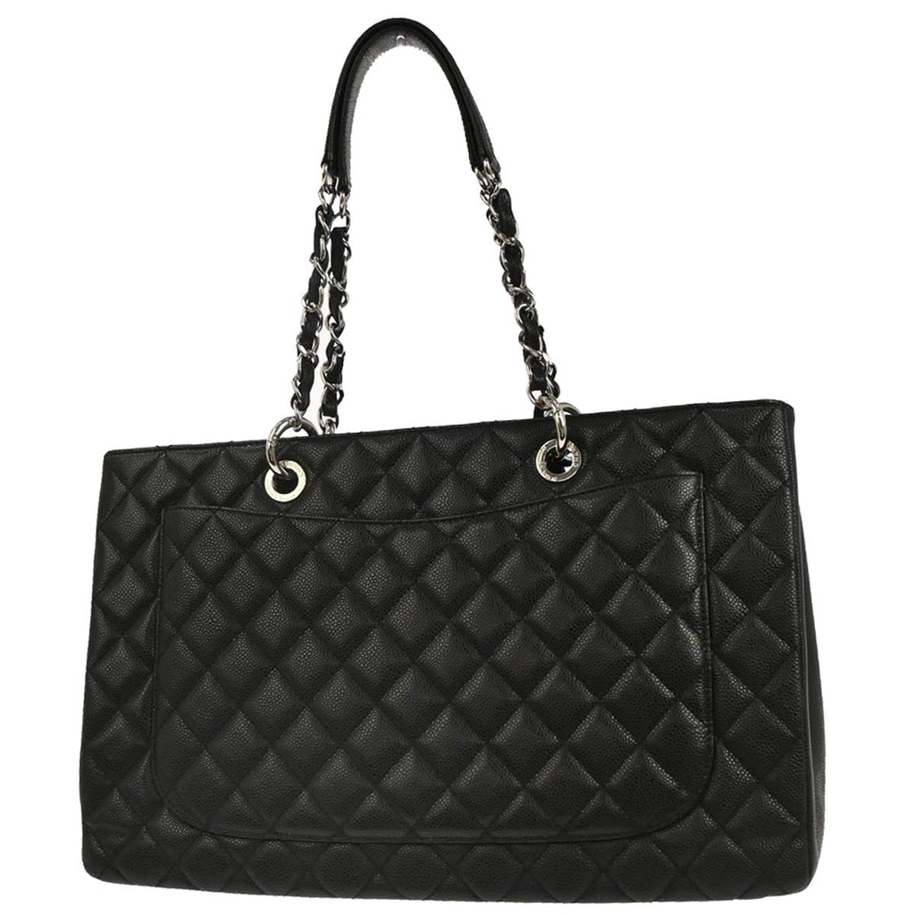 Chanel 2012-2013 Black Caviar Grand Shopping Tote GST XL Chain Handbag