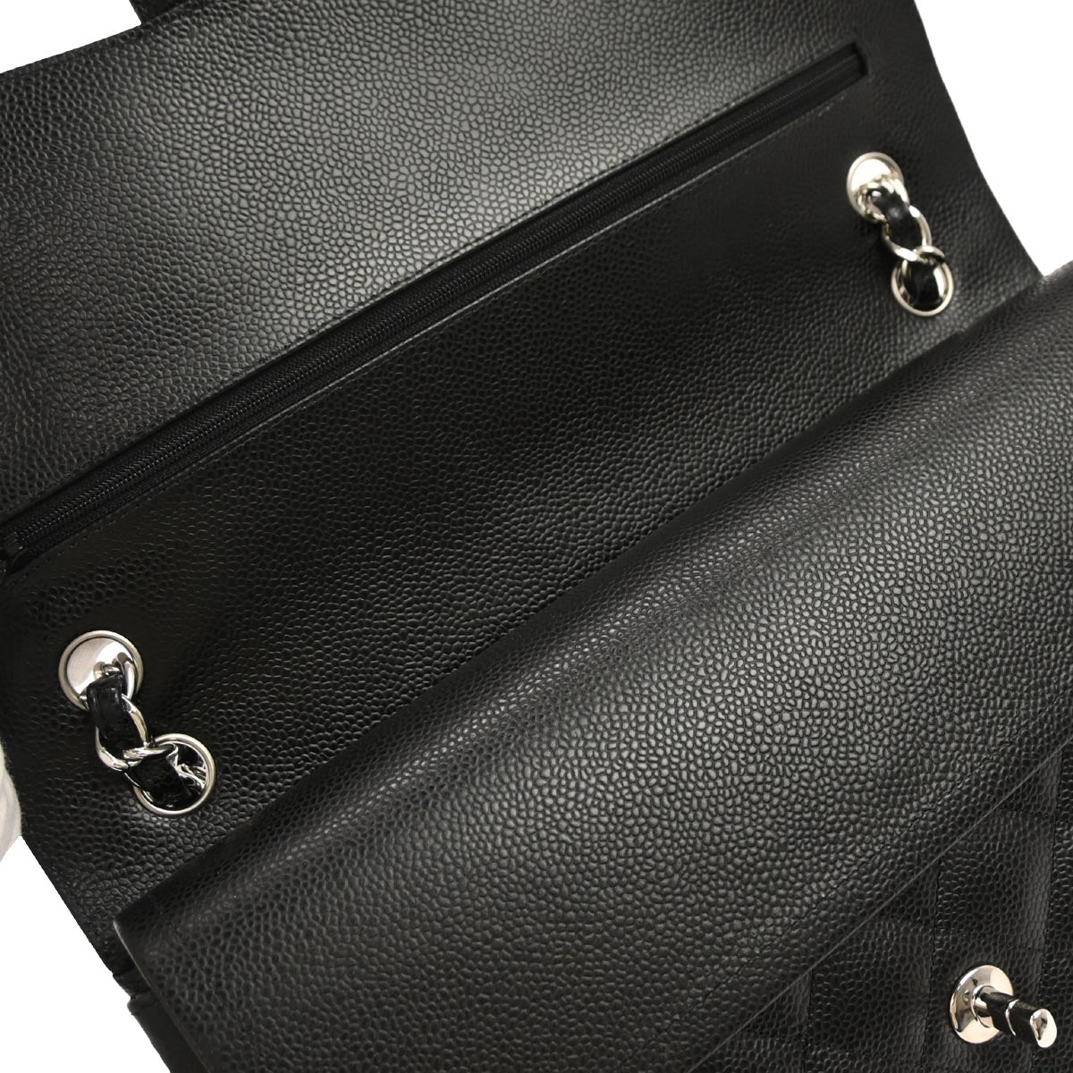 Chanel Black Caviar Skin Classic Double Flap Shoulder Bag