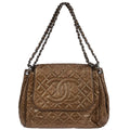 Chanel 2010-2011 Brown Caviar Skin Timeless Accordion Flap Shoulder Bag