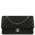 Chanel Black Caviar Skin Medium Classic Double Flap Shoulder Bag