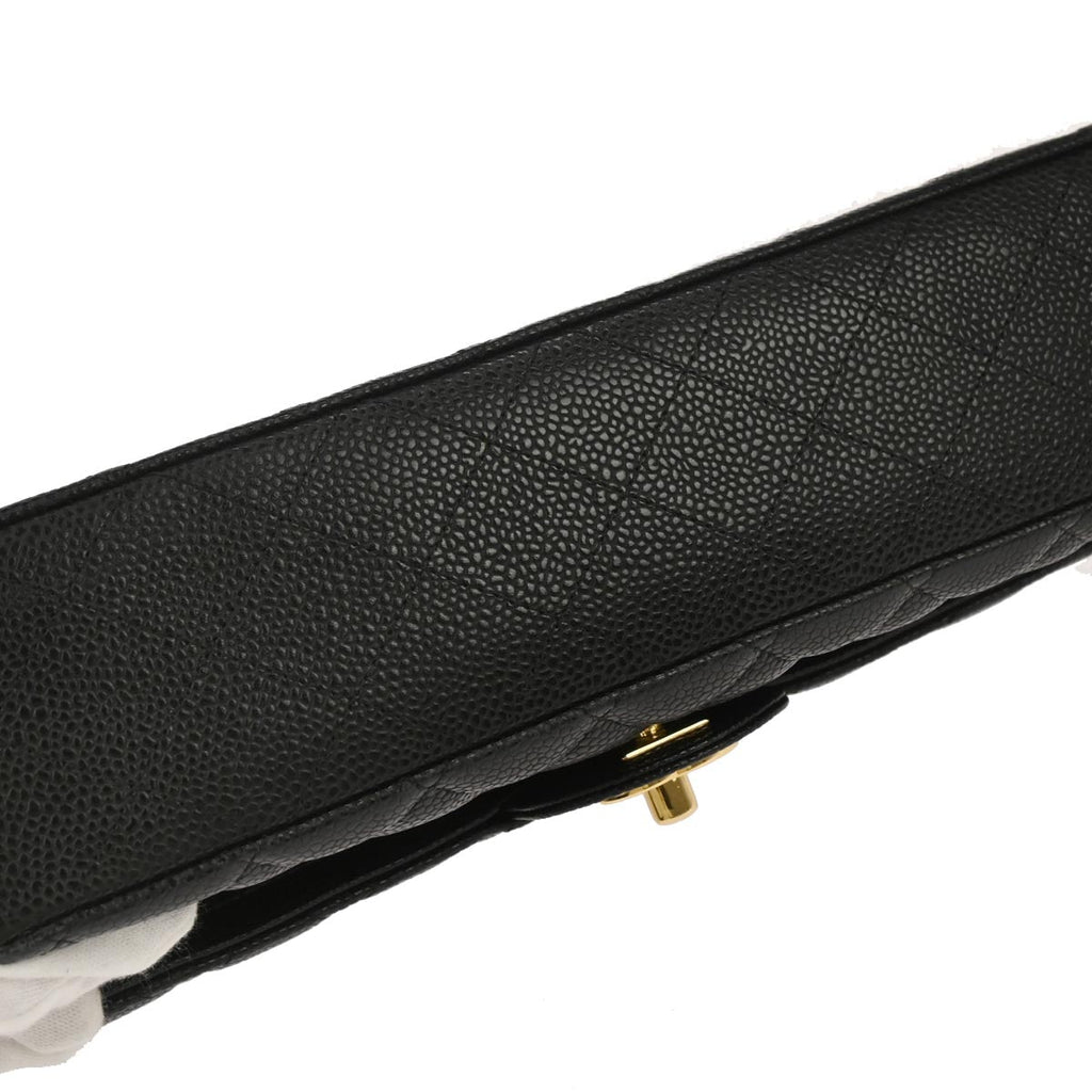 Chanel Black Caviar Skin Medium Classic Double Flap Shoulder Bag